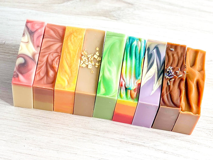 Lineup of soap tops